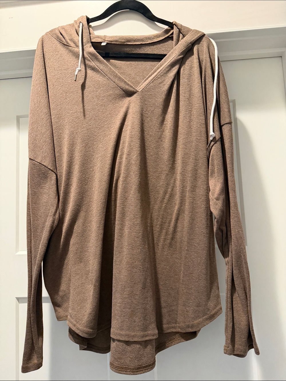 Amazon Women's Brown V-Neck Hooded Pullover
